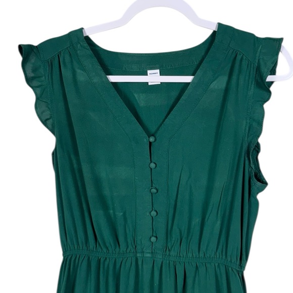 Old Navy Prairie Tiered Dress Size Medium Cottage Peasant Country Green Bohemian - Picture 2 of 7